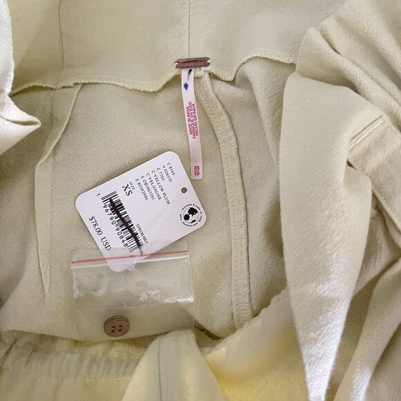 New Free People Paper Bag Waist Tapered Tie Waist Trousers Size XS Yellow 8-12 - Picture 15 of 16